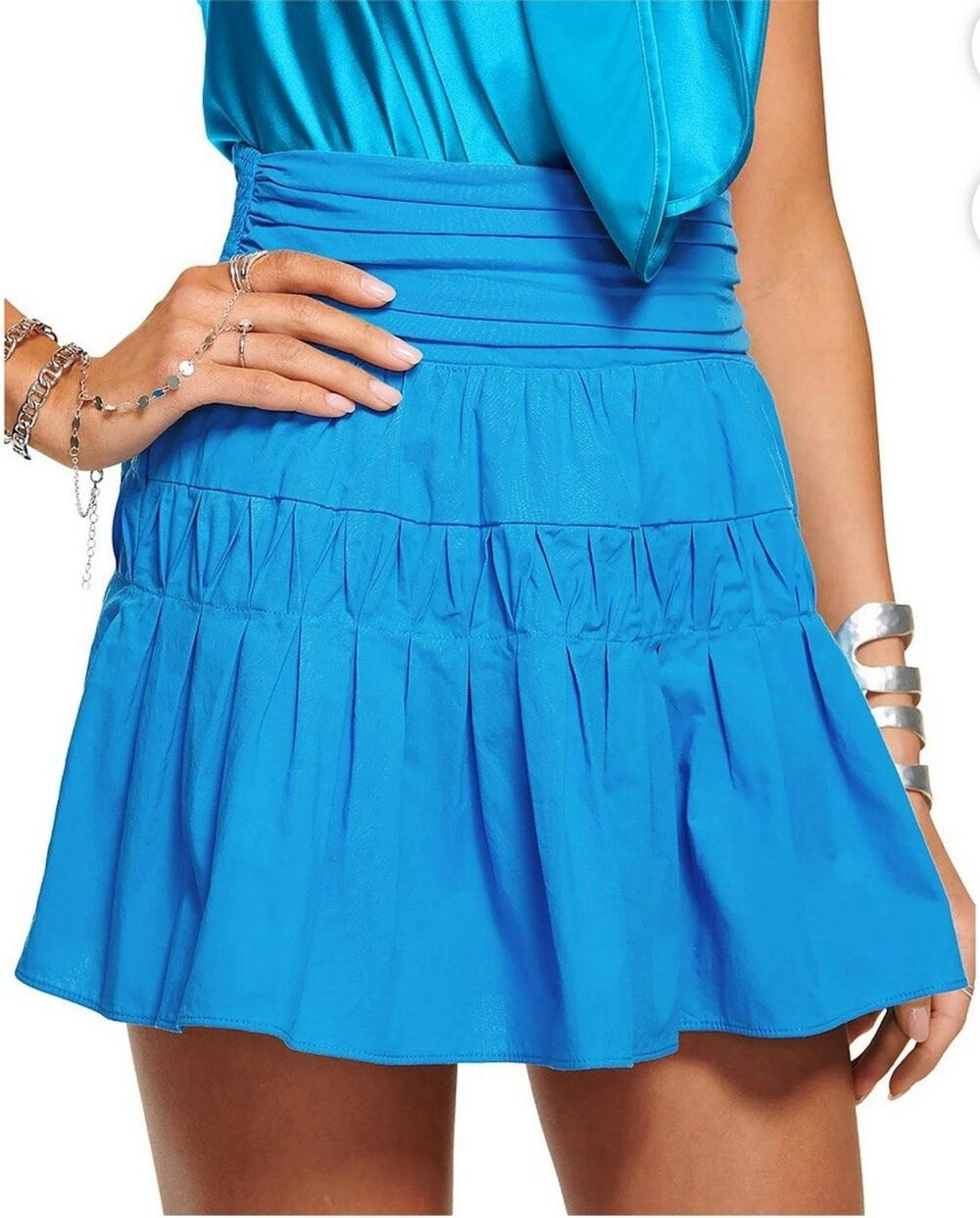 Ramy Brook Smocked Mini Skirt – Kimmy, Blue Lake, Size M, NWT,  Retail $265